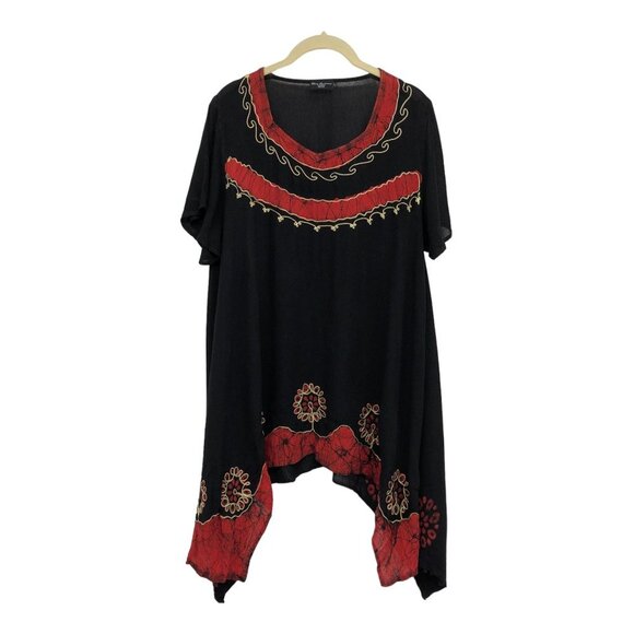 Shiva Fashions Rayon Black & Red High Low Hindi-style Tunic Blouse OS - Picture 15 of 15